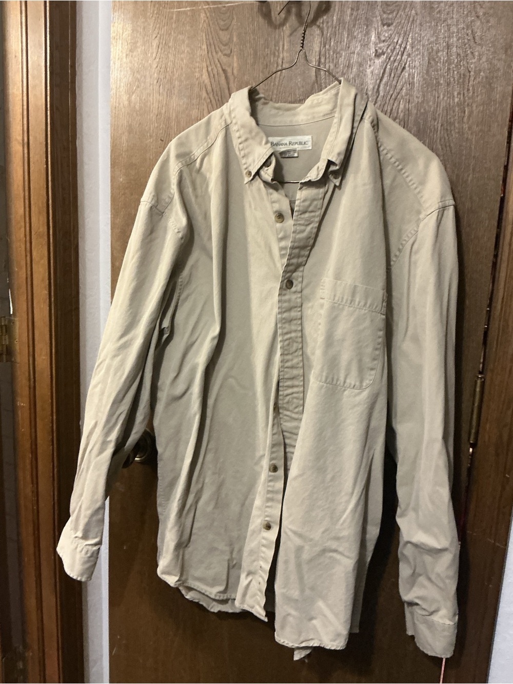 Banana Republic Men's Light Beige Button-Up Shirt Jacket vintage original BR